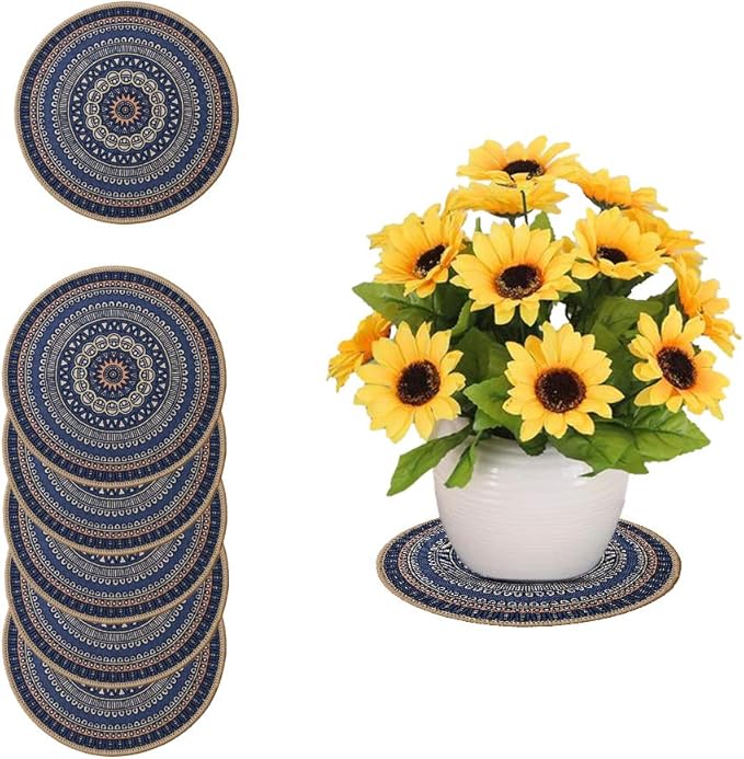 K KILIPES 6pcs 8.5" Round Plant Coaster Mat for Gardening Indoor Outdoor Flower Pots Pad Non Slip Plant Mats for House Plants