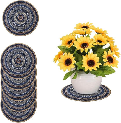 K KILIPES 6pcs 8.5" Round Plant Coaster Mat for Gardening Indoor Outdoor Flower Pots Pad Non Slip Plant Mats for House Plants