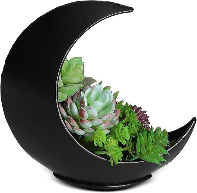 Table Planter - Desk Moon Planter – Candle Holder - Boho Planters for Indoor Plants, Succulents, Air Plant, Cactus, Faux, Artificial Plants -Witchy Gifts for Women, Birthdays, Plant Lovers