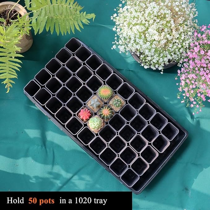 BangQiao 180 Pack 1.95 Inch Tiny Gray Plastic Square Nursery and Seedling Pot, Mini Deep Transplant Seed Starter Planter with Drain Hole for Germination, Herb, Succulent