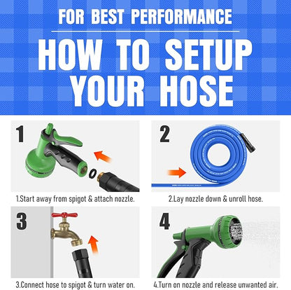 Heavy Duty Garden Hose 35 ft, Non-Expanding Flexible Water Hose, Kink Resistant Lightweight Hybrid Hose, Leakproof Hose Male to Female Fittings
