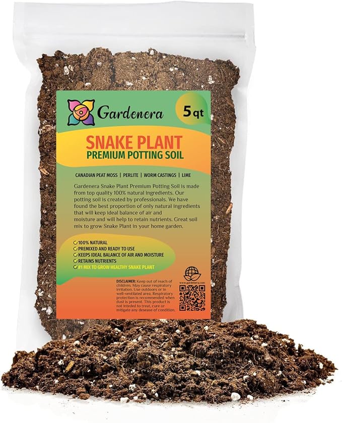 Premium Snake Plant Potting Soil Mix - 5 Quart - All-Natural and Organic - Perfect for Potting and Repotting Your Green Sansevieria Trifascatia Zeylanica Plants