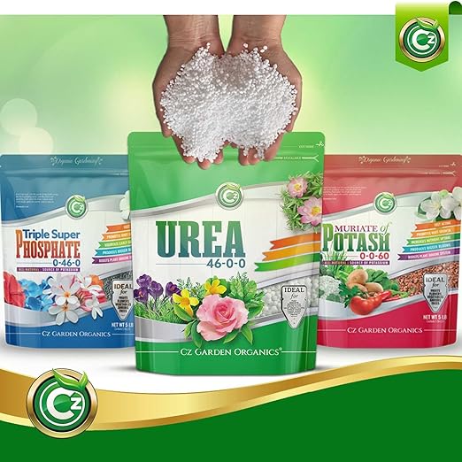 Urea Fertilizer 46-0-0 Plant Food for Flowers & Gardens - Lettuce, Green Lawns, Fruit, Vegetables, Citrus Trees, Tie Dye Granules Prills (Cz Garden Organics Urea 40LB)