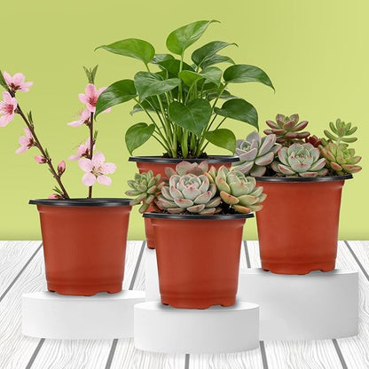 Augshy 110 Pcs 3.5 Inch Plastic Plant Pots, Nursery Pots for Succulents Seedlings, Small Plant Pots with Drainage Holes, Plastic Garden Pots for Home Gardening
