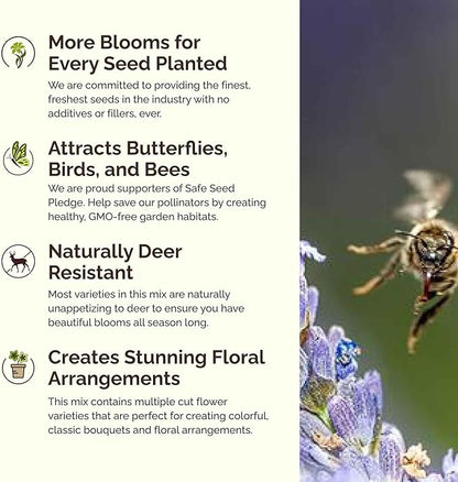 Eden Brothers Perennial Pollinator Wildflower Mixed Seeds for Planting, 1/4 lb, 120,000+ Seeds with Blue Flax, Coneflower | Attracts Pollinators, Plant in Spring or Fall, Zones 3, 4, 5, 6, 7, 8, 9, 10