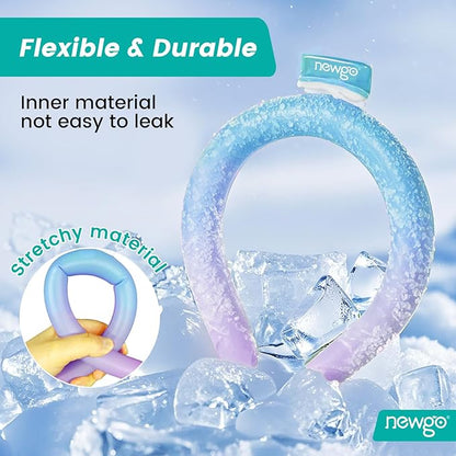 NEWGO Neck Cooling Tube Reusable Ice Cooler Cold Pack for Summer Heat, Ice Neck Ring for Outdoor Workers, Athletes, Sports Enthusiasts, Hot Flash Sufferers, Campers, Blue-Purple Gradient