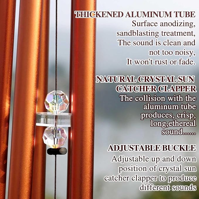 Customizable Personalized Wind Chimes,Magnetic Photo Frame Wind Pendulum,Crystal Sun Catcher Clapper- Custom Gift for Couple,Friend,Relatives and Pet.Original Design,for Home,Outdoor,Garden Decor(35")