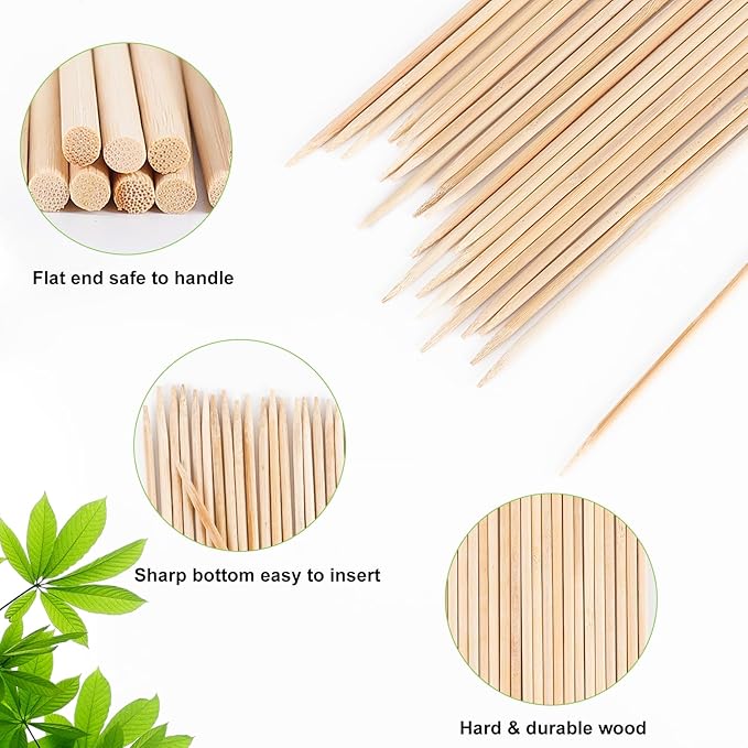 Plant Stakes 50 PCS Garden Bamboo Sticks Plant Support Stakes for Indoor and Outdoor Plants, Wooden Sign Posting Flower Pot Garden Stakes(15" 25pcs+17" 25pcs)