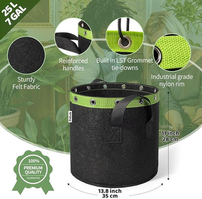 POTLAB® 7 Gallon Grow Bags (5-Pack),Low Stress Training Fabric Pots with Handles,Garden Bags to Grow Vegetables