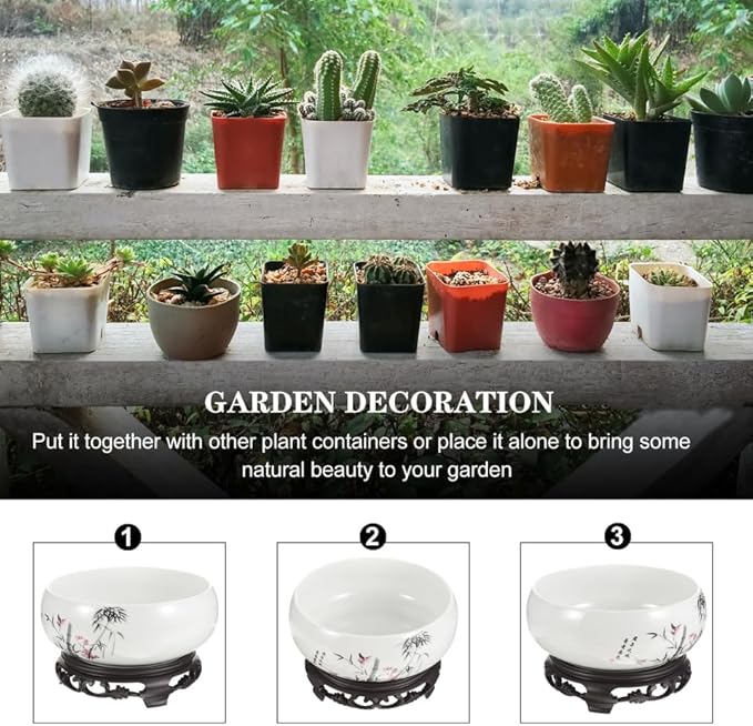 HANABASS Blue and White Porcelain Lotus Planter Hydroponic Ceramic Plant Pot with Plastic Base for Indoor Plants and Water Lily - Large Hydroponic Ceramic Flower Pot for Home and Office Decoration