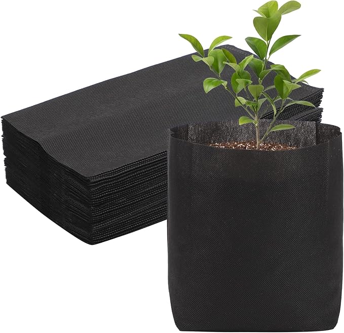GREANER Black Nursery Growing Bags, 40 PCS Breathable Non-Woven Garden Grow Bags, Outdoor Reusable Plant Seeding Bags for Tree, Vegetable, Flower, Seeds, Plant Grow(12.2x11.4 Inch)