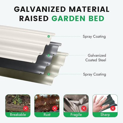 INNO STAG 3 Pcs Round Galvanized Raised Garden Bed — 2×2×1ft Planter Box Outdoor Raised Beds Kit for Gardening Vegetables, Fruits, Herbs, and Flowers, White