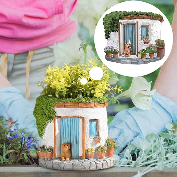 Creative Garden House Plants Flower Pot with Drainage Holes,Cute Dog Succulent Plant Pot Decorated Desk,Garden,Living Room