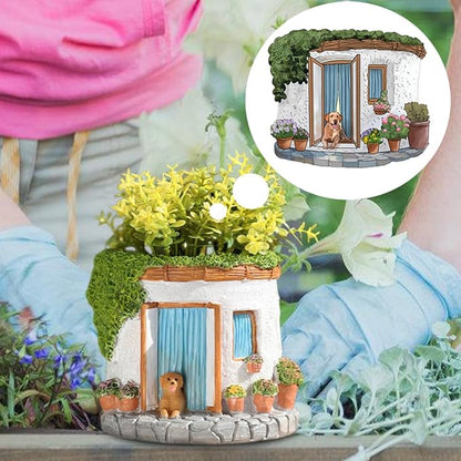 Creative Garden House Plants Flower Pot with Drainage Holes,Cute Dog Succulent Plant Pot Decorated Desk,Garden,Living Room