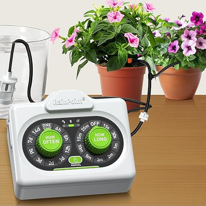 RAINPOINT Beginner-Friendly Automatic Plant Waterer Indoor for Pot Plant Adjustable Water Output,Battery Powered Outdoor IP54 Waterproof Easy-Setup Drip Irrigation System Device Kit Water 10-15 Plants