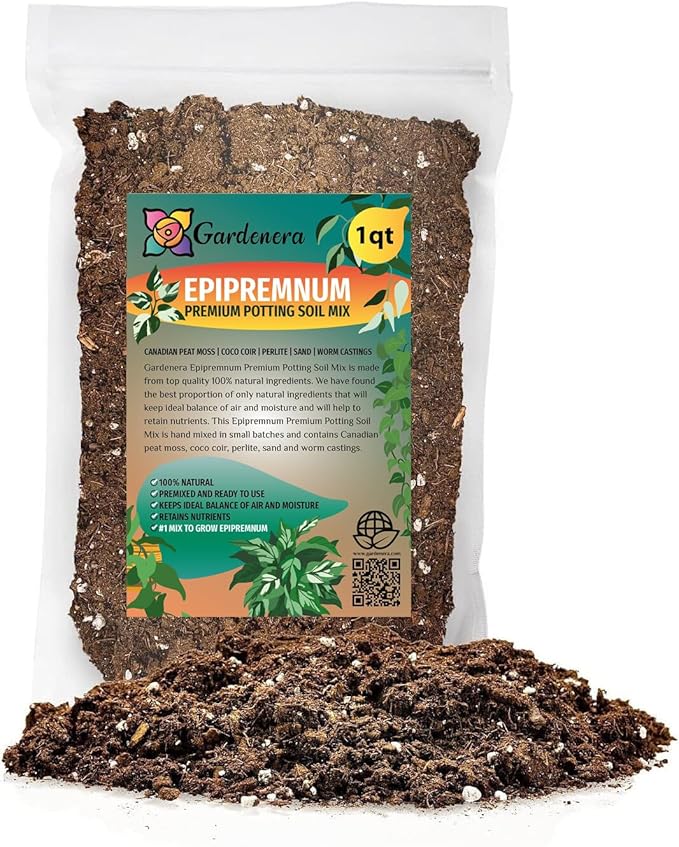 Elevate Your Epipremnum with Gardenera's Organic Soil Blend - Cultivate Healthier and More Stunning Foliage - 1 Quart