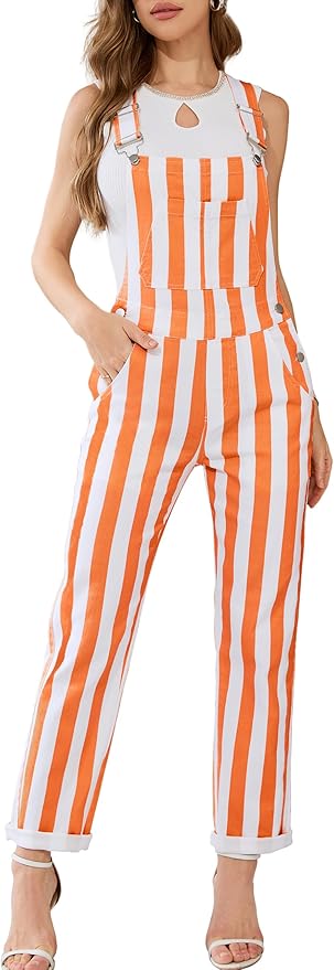 Bindefon Overalls for Women Fashion Jumpsuits Striped Pants Printed Bibs Coveralls White Elephant Gifts