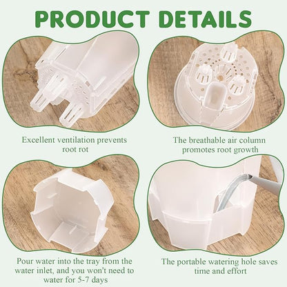 9 Piece Self Watering Pots with Drainage Holes and Deep Reservoir Clear Flower Pots Flexible Plastic Planter Pot for Indoor/Outdoor Plants(4.7'', 5.9'' and 7'')