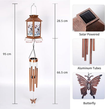 Cat Lantern House Solar Wind Chime-Solar Light Wind Chime for Outdoor Patio, Porch, and Garden Decorfor Nature Lovers,Shaped Wind Chimewith Lantern Design