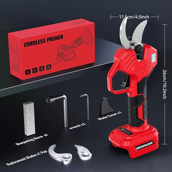 Electric Pruning Shears Compatible with Milwaukee 18v, 26000RPM Cordless Pruning Shears with Brushless Motor, LCD Display, Adjustable Cutting Diameter 0.8-2 Inch for Tree Trimmer (Tool Only)