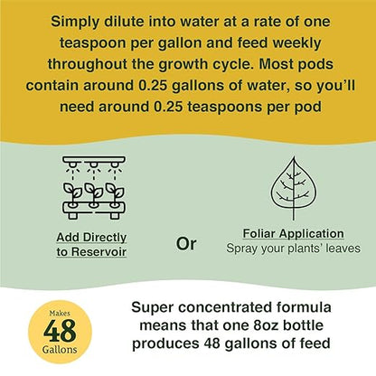 Farmer's Secret Hydroponic Booster Fertilizer - Super Concentrated 4-11-8 Formula - Use with Any Hydroponic or Aeroponic System - Great for Herbs, Veggies, Fruits, and More (8oz)