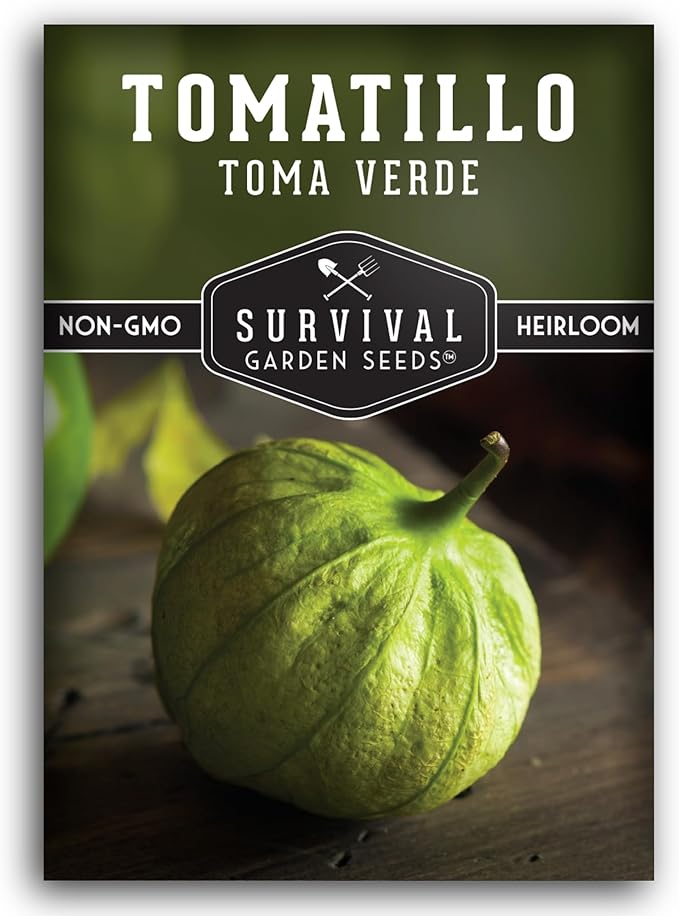 Toma Verde Tomatillo Seeds for Planting - Heirloom Mexican Green Husk Tomato, High Yield Non-GMO Variety for Salsa Verde and Authentic Mexican Cooking - Survival Garden Seeds (1 Pack)