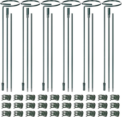 Mwellewm 6 Sets Plant Stakes 12/25/36 Inch Adjustable Plant Support Stakes Tall for Indoor Outdoor Plant Holder Stick Steel Garden Stem Pole Amaryllis Stakes with 30 Clip for Tomato Orchid Lily Flower