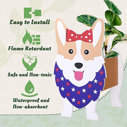 2D American Style Corgi Planter, Cute Animal Shape Flower Planters, Plant Pots for Indoor/Outdoor Garden Decor, Unique Gifts/Souvenirs for Pet Lovers