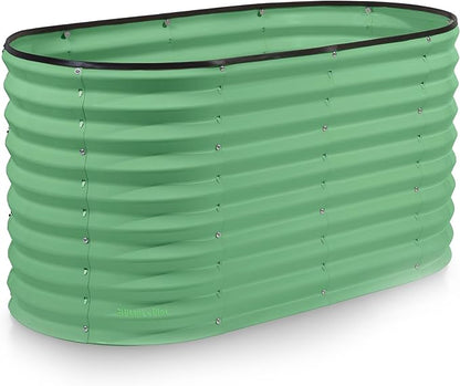 Plant & Plot Galvanized Raised Garden Beds Outdoor // 4×2×2 ft Planter Raised Beds for Gardening, Vegetables, Flowers // Large Metal Garden Box (Light Green) // Patented Tool-Free Design