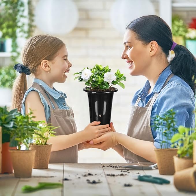 tchrules 15pcs Plastic Deep Plant Nursery Pots,8.66”Tall Tree Pots,Black Deep Seedling Container Pots with Drainage Holes for Indoor Outdoor Gardening (5.3" Wx8.66 H)