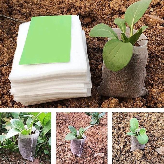 100PCS Plant Grow Bags, Non-Woven Plant Nursery Bags Fabric Seedling Pots for Garden