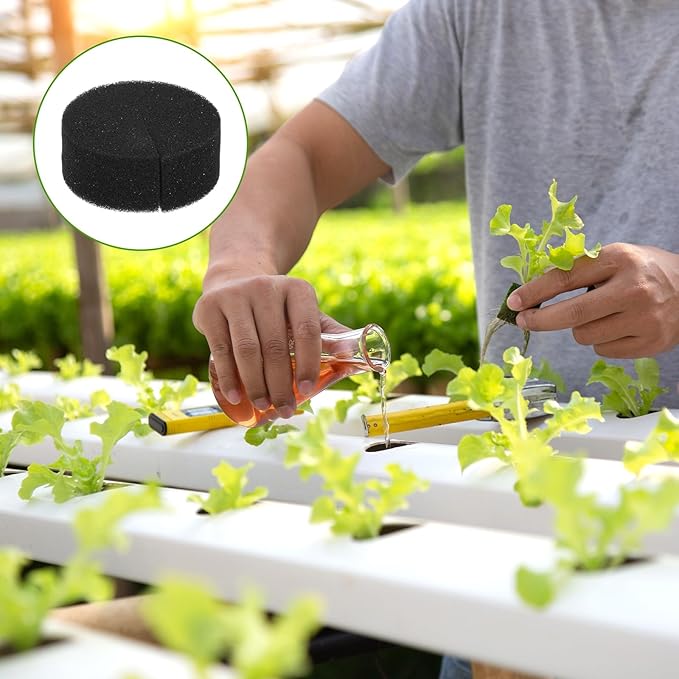 50-Pack Hydroponics Sponges, 2.76 Inch Growing Media Cylindrical Sponges for Planting Gardening Tool/Grow Seedlings/Home Vegetable Flower, Soilless Cultivation Seedling [Black]