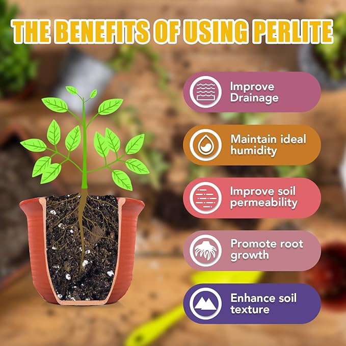 30QT Organic Perlite for Plants,3-6mm Horticultural Perlite 100% Natural for Gardening,for Indoor & Outdoor Plant to Enhanced Drainage and Promotes Soil Root Growth