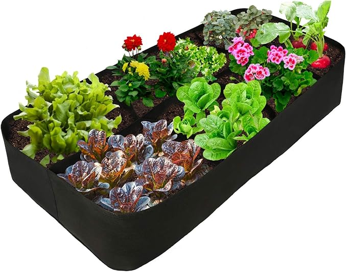 Raised Garden Bed with Grow Grid,135 Gallon Elevated Flower Vegetables Bed Planter Box,Planting Container,Plant Root Pouch Pots,Garden Tub