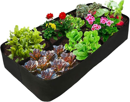 Raised Garden Bed with Grow Grid,135 Gallon Elevated Flower Vegetables Bed Planter Box,Planting Container,Plant Root Pouch Pots,Garden Tub