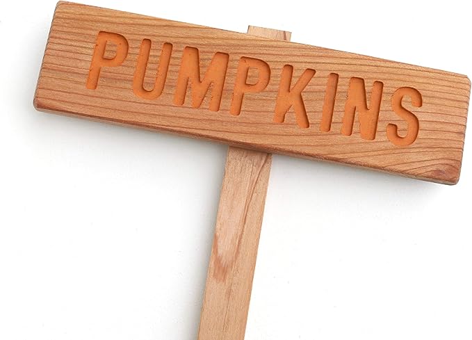 PUMPKINS Garden Sign, Halloween Garden Sign, Painted & Oil Sealed Cedar Wood: Hand Routed, Vegetable Plant Garden Marker, Personalized Sign