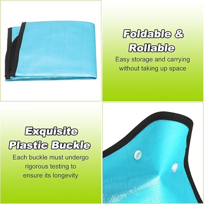 HARFINGTON Repotting Mat 26" x 26" PE Cloth Waterproof Plant Repotting Mat Foldable Portable Gardening Potting Tray with Plastic Buckle for Indoor Plant Change Soil Watering, Blue