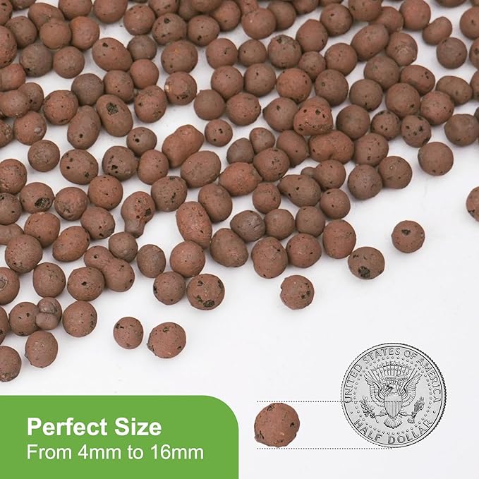 5 lbs LECA Clay Pebbles for Plants, 4-16mm LECA Balls for Indoor Plants Drainage, Hydroponics, Aquaponics, Natural Clay Balls for Soil Root Development, Orchid Potting Mix