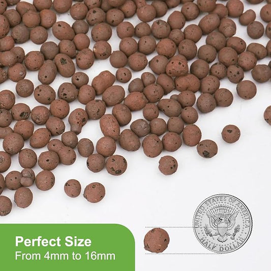 10 lbs LECA Clay Pebbles for Plants, 4-16mm LECA Balls for Indoor Plants Drainage, Hydroponics, Aquaponics, Natural Clay Balls for Soil Root Development, Orchid Potting Mix