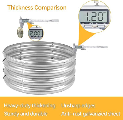 Galvanized Garden Bed Kit for Vegetables/Herbs/Flowers, Raised Planter Box, Outdoor, 3x3x1 ft, Silver