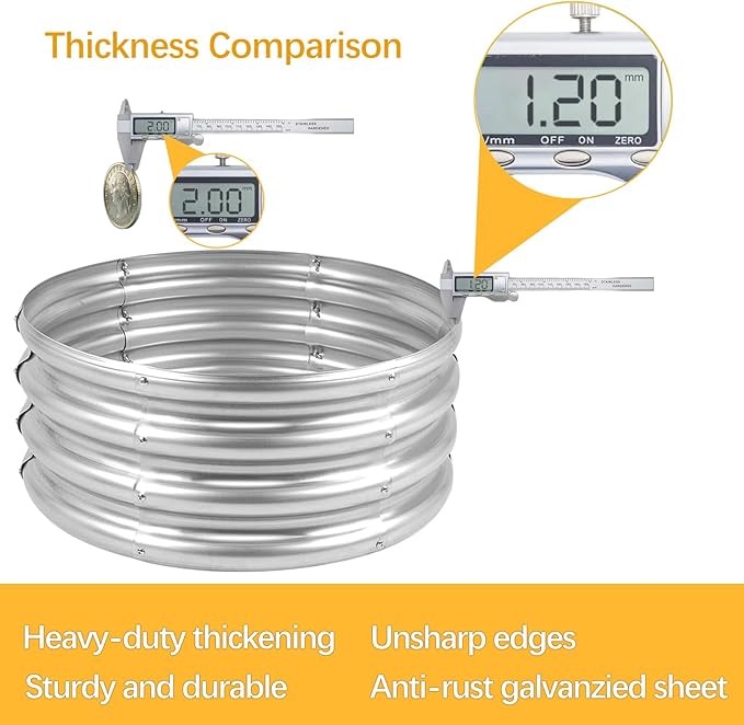 Galvanized Garden Bed Kit for Vegetables/Herbs/Flowers, Raised Planter Box, Outdoor, 2x2x1 Feet