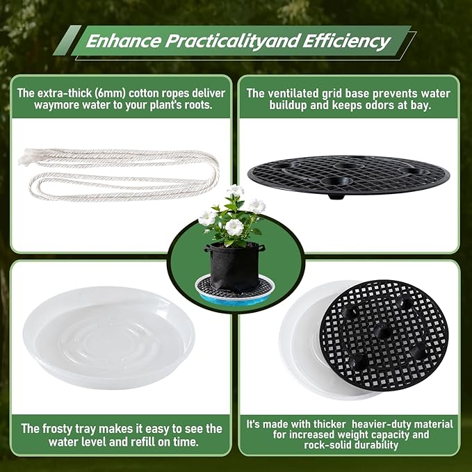 4 Pcs Self-Watering Pots Base，for 5 Gallon Fabric Pots, Auto-Irrigation Water Delivery System，for Indoor and Outdoor Plants