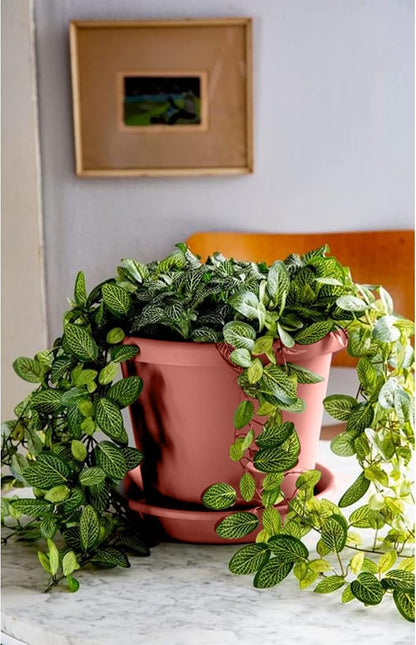 The HC Companies Classic Round Plastic Plant Pot w/Rolled Rim - Lightweight & UV Resistant Flower Pot for Herbs & More - Outdoor & Indoor Plant Pots w/Drainage (15.5 inch Clay, Pack of 1)