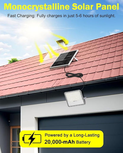 Solar Flood Lights Outdoor Dusk to Dawn:Heavy Duty Security Patio Light Waterproof with Remote Control, 10000 Lumen LED Automatic Wall Lamp for Outside Landscape, Pathway, Yard, Barn, House (20000MAH)