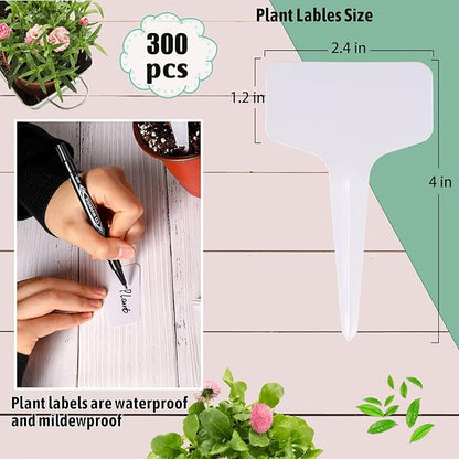 300 Pcs Plastic Plant T-Type Tags Nursery Garden Labels 6 x10cm Seed Remark Name Sign Waterproof Flower Potting Name Markers Garden Seedling Tags Recording Plant Time Name