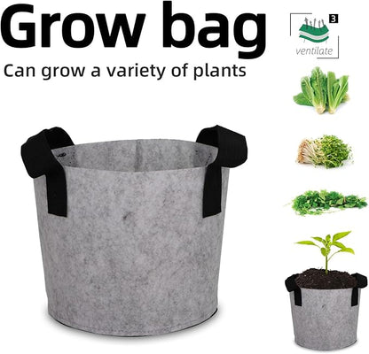 Grow Bags,Growing Pot Bags Garden Grow Bag Indoor Outdoor Fabric Aeration Plant Pot Container Flower Vegetable Pouch (Light Gray,3 Gallon)