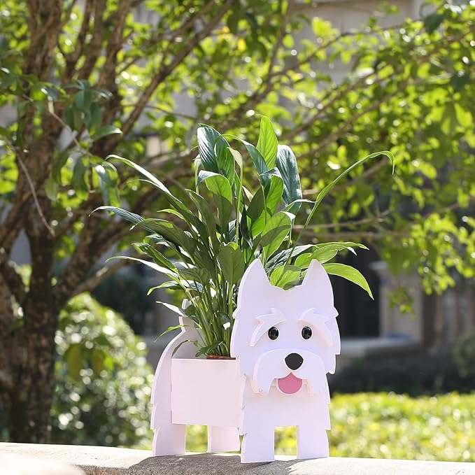 Westie Dog Planter Plant Pot, Cute Animal Flower Pots for Outdoor Garden Decoration, Gifts for Dog Lovers Women, Plant Container Holder Office Home Decor Gift Westie