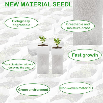 CANIPHA 60Pcs Nursery Grow Bags, Biodegradable Non-Woven Fabric Plant Bags, Seedlings Growing Pots for Vegetable Flowers Fruits Tree Planting (12.2 3.3 Inches)