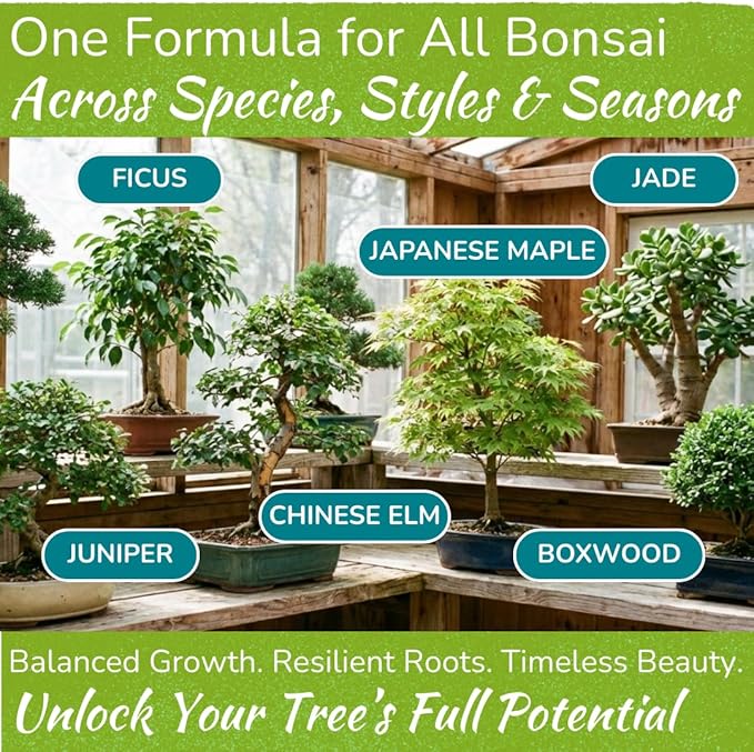 Bonsai Tree Food | Premium, Gentle Liquid Fertilizer for Healthy Growth, Strong Stems and Beautiful Blooms | 3-3-3 Balanced NPK Concentrate | Made in USA | 8 oz (240 ml)