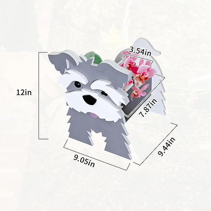 Schnauzer Gray Dog Planter, Cute Animal Shape Flower Planters, Plant Pots for Indoor/Outdoor Garden Decor, Unique Gifts/Souvenirs for Pet Lovers